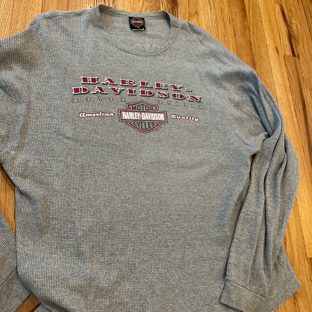 Harley Davidson long sleeve thermal New Hampshire grey XL henley